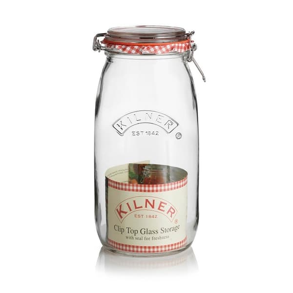 2L rund burk med klipplock / Kilner