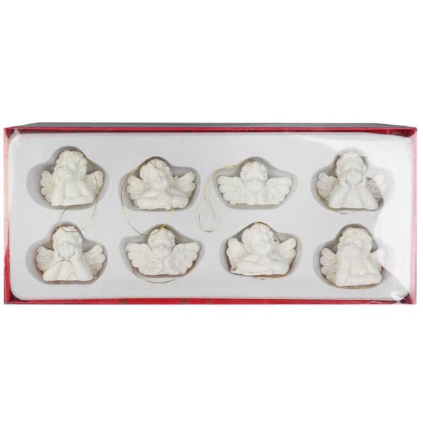 Julenglevibringer hvide 8 styk polyresin 3,5x5 cm julepynt