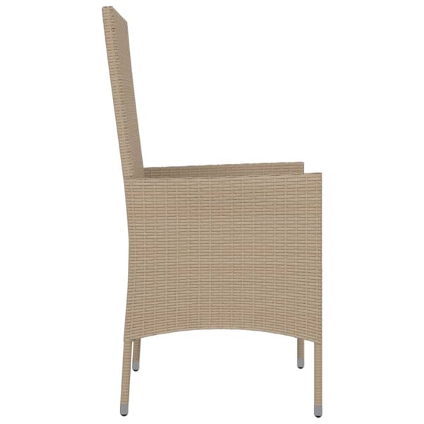 vidaXL Trädgårdsstolar med dynor, set om 4, polyrotting, beige
