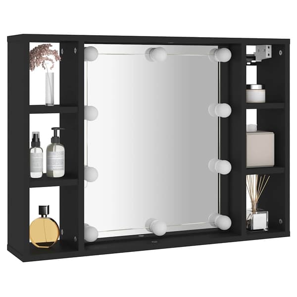 vidaXL spejlskab med LED-belysning sort 76x15x55 cm
