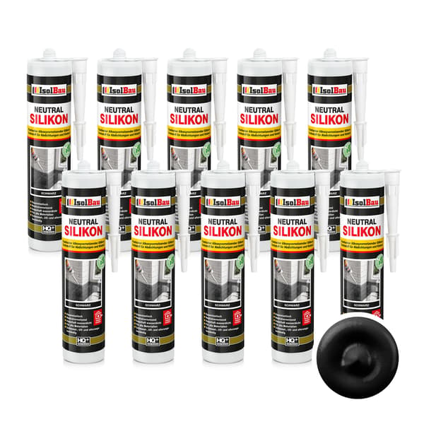 IsolBau Neutral Silikone Sort Neutralsilikone 10 x 300ml