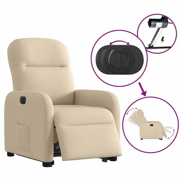vidaXL Lyftbar massagefåtölj, elektrisk, vilstol, krämfärgad