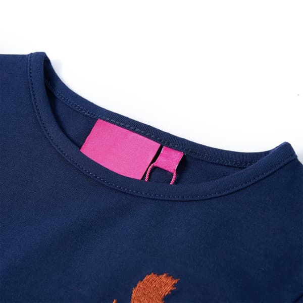 Barn långärmad T-shirt, marinblå, 128