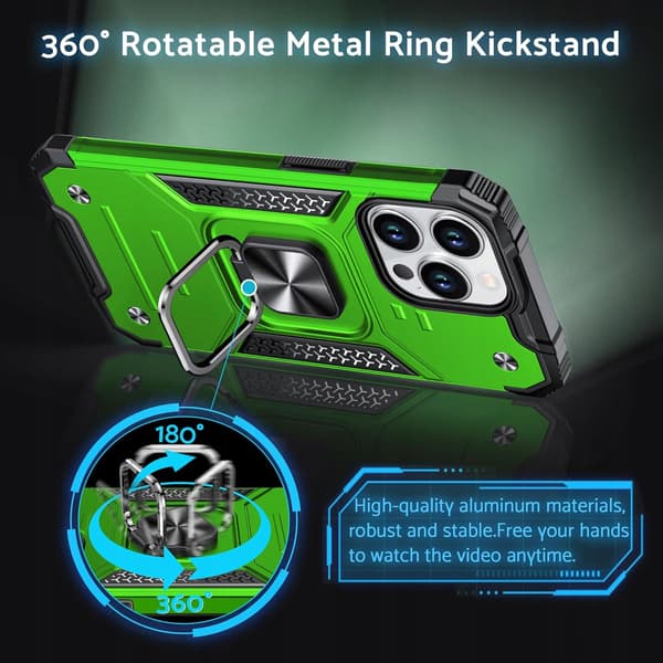 iPhone 15 Pro-skal grönt armerad ringmagnet Dasfond 6,1"