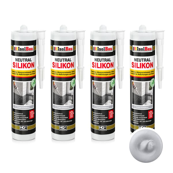IsolBau Neutral Silikone Lysegrå Neutralsilikone 4 x 300ml