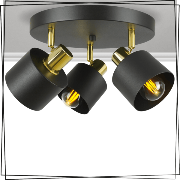SORT LOFT LAMPE LYKRONE 3x E27 METAL PLAFON SPOT INDUSTRIEL