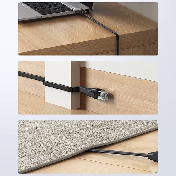 Litteä LAN-kytkentäkaapeli RJ45 Ethernet Cat. 6 5m musta