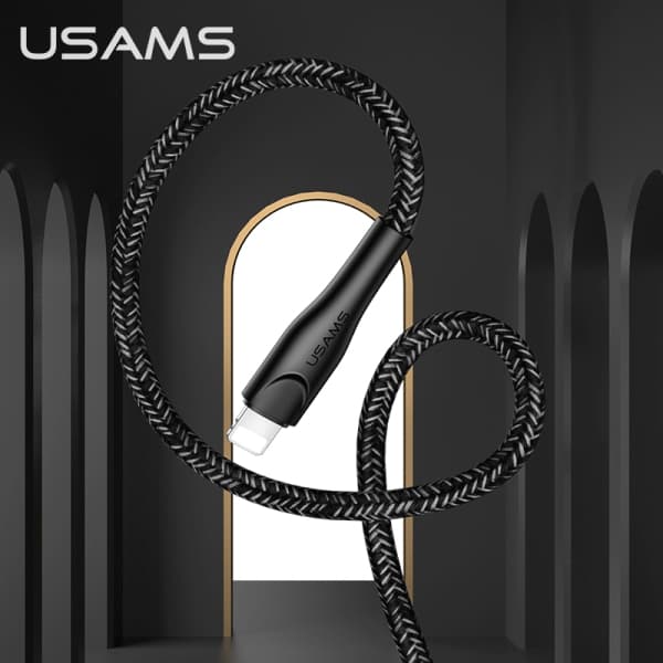 USAMS Flätad U41 USB-A till Lightning-kabel 1m 2A Svart