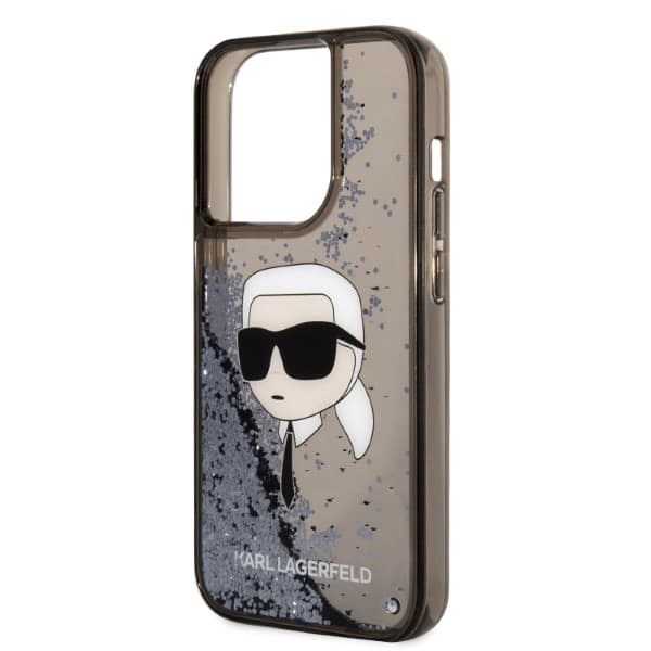 Karl Lagerfeld Glitter Karl Head-etui til iPhone 14 Pro Max, sort