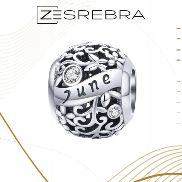 Charms juni måned sølv pr 925 perle zirkonium perle perler juni