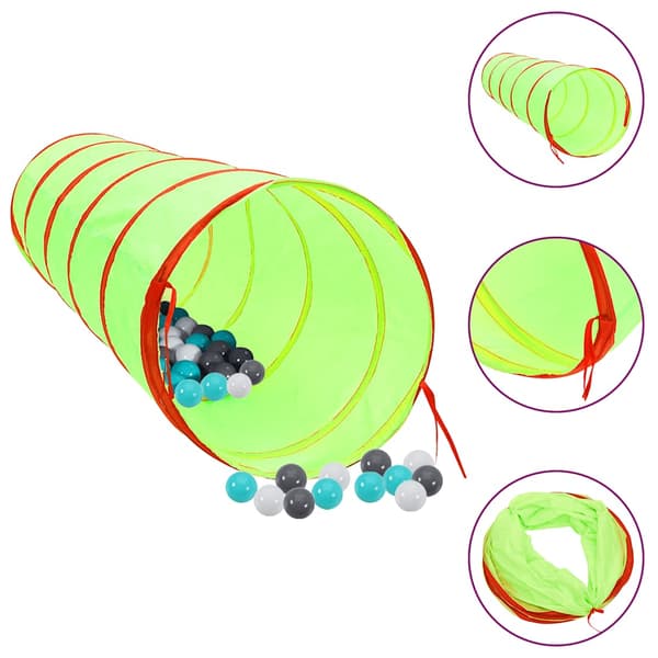 vidaXL Lektunnel för barn 250 bollar grön 175 cm polyester