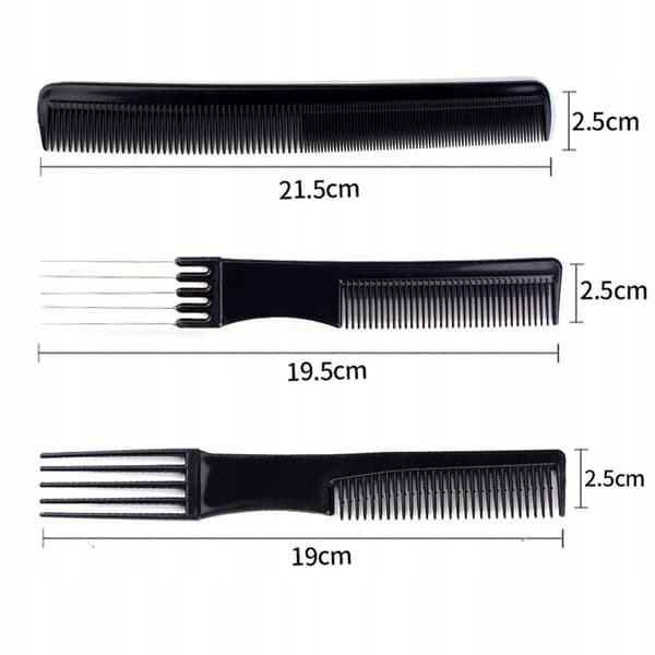 Set med 10 hårstylingkammar + fodral