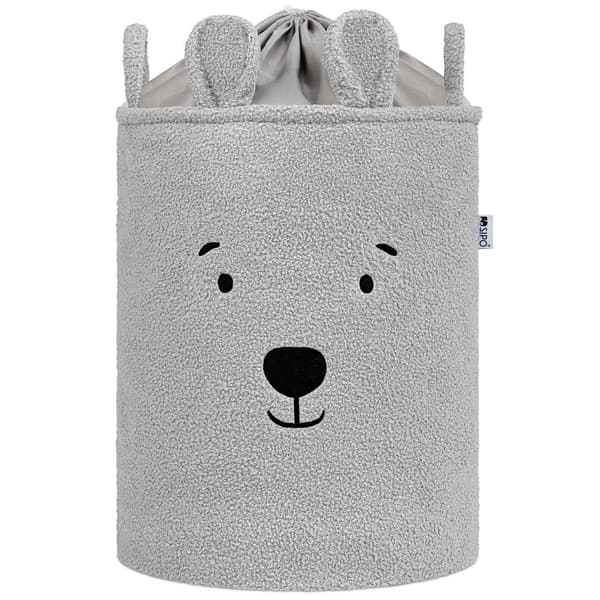 Grå bamse legetøjskurv XL