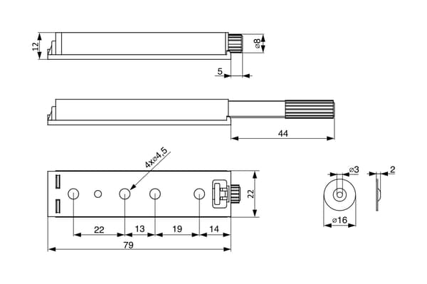Broms med magnet extern silver tip-on push for open Riex NK35