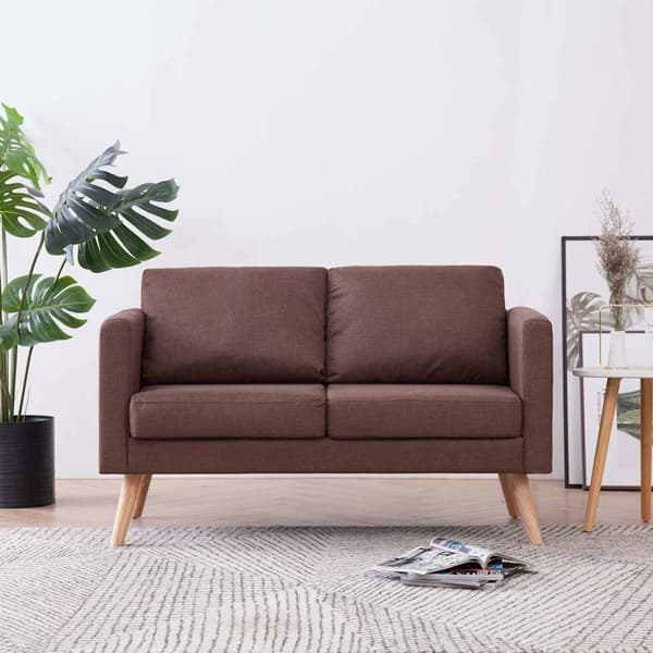 vidaXL 2-personers stofsofa, brun