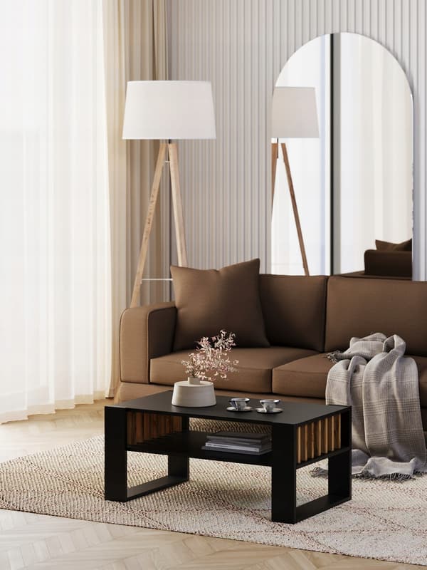 Sofabord med lameller 90x50 sort/wotan loft