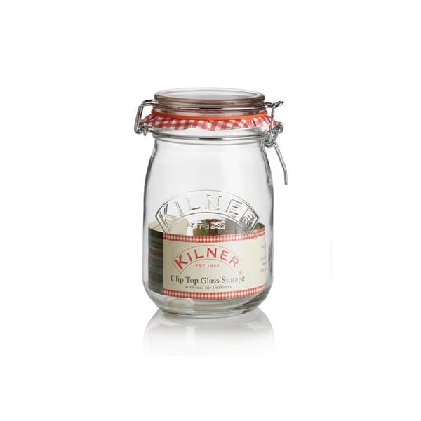 1 l rund krukke med klips / Kilner