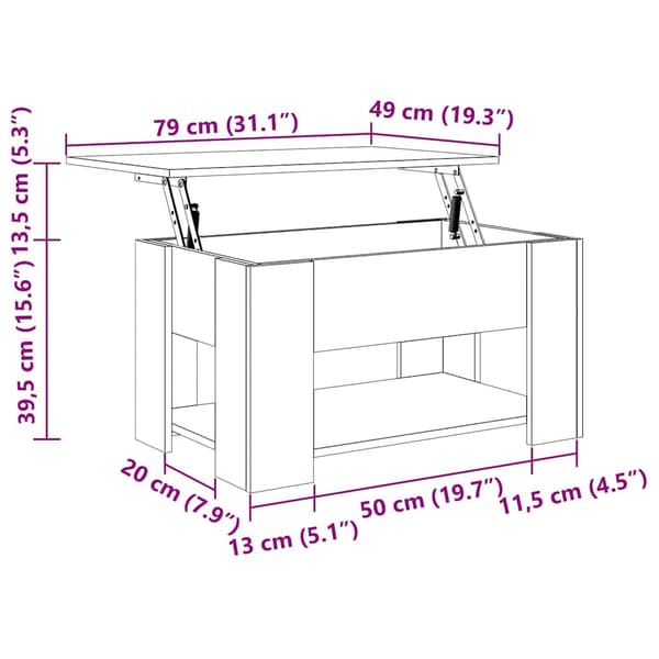 vidaXL sofabord, sort, 79x49x41 cm, træbaseret materiale