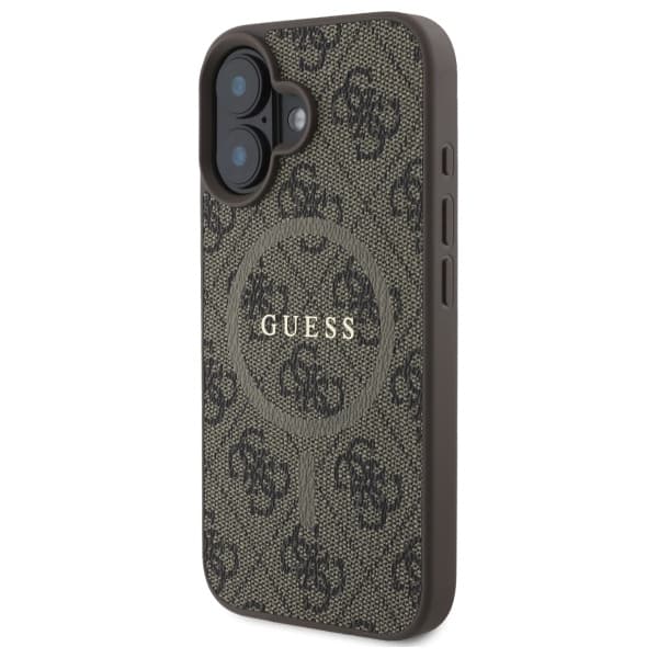 Guess 4G Ring Classic Logo MagSafe-etui til iPhone 16, brun