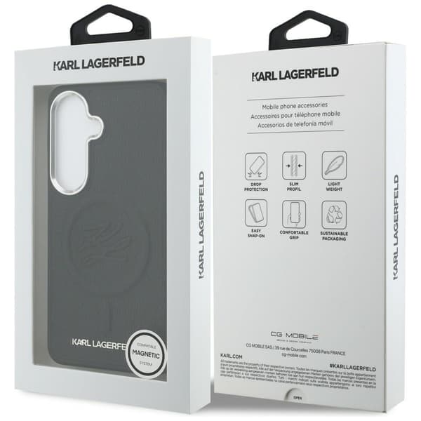 Karl Lagerfeld MagSafe-etui med prægede initialer til Samsung Galaxy S26, sort