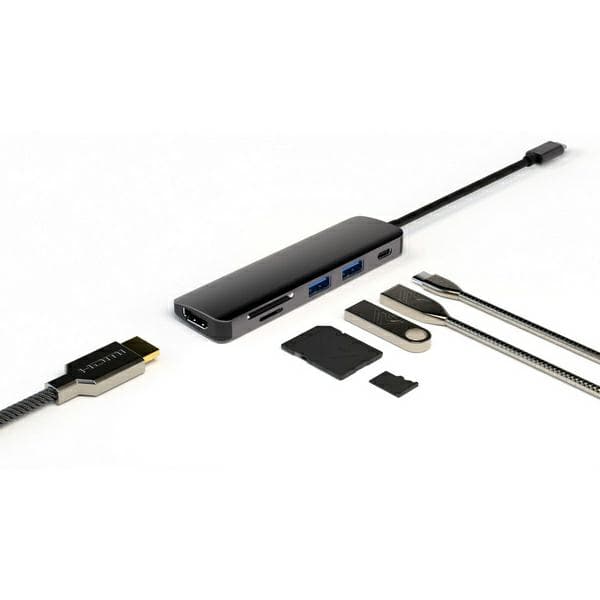 4smarts HUB 6-i-1 DeX Function 2xUSB-A 3.0/USB-C/HDMI/SD/MicroSD grå 468782
