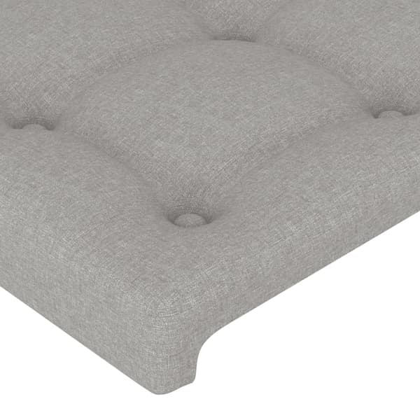 vidaXL sengegavl med LED lysegrå 103x16x118/128 cm stof