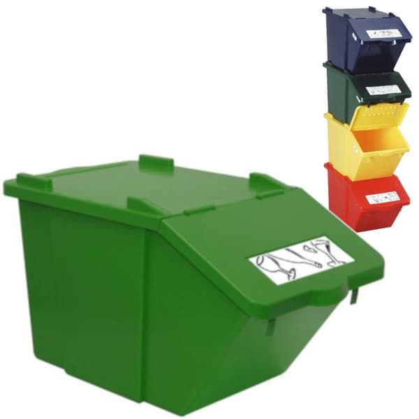 To-etagers affaldssorteringscontainer - grøn 45L