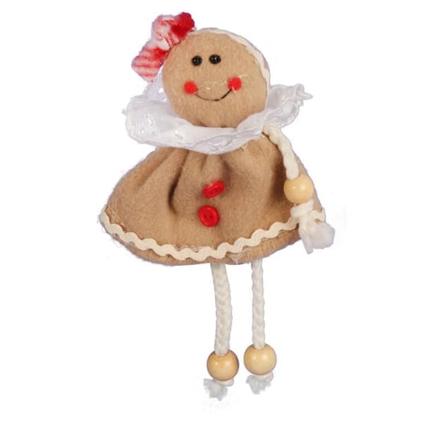 Juldekorationshänge PEPPARKAKASFRU av tyg 14 cm BRUN