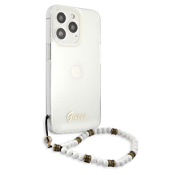 Guess White Pearl-etui til iPhone 13 Pro / 13, Gennemsigtig