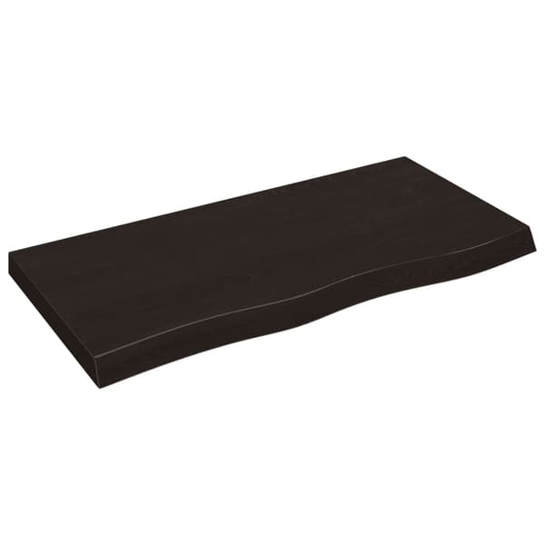 vidaXL hylde mørkebrun 100x50x(2-6) cm egetræsfinish