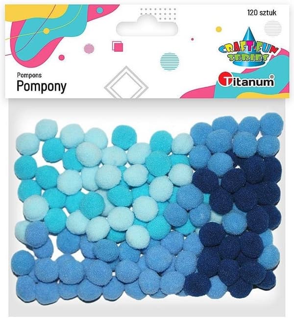 Polyesteripompomit 10 mm siniset 120 kpl.
