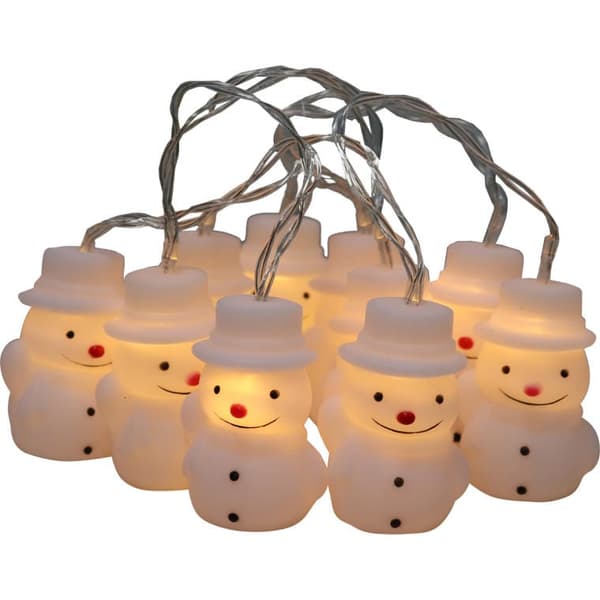 LED julemandlys på snøslinger, batteridrevne, 10 stk.
