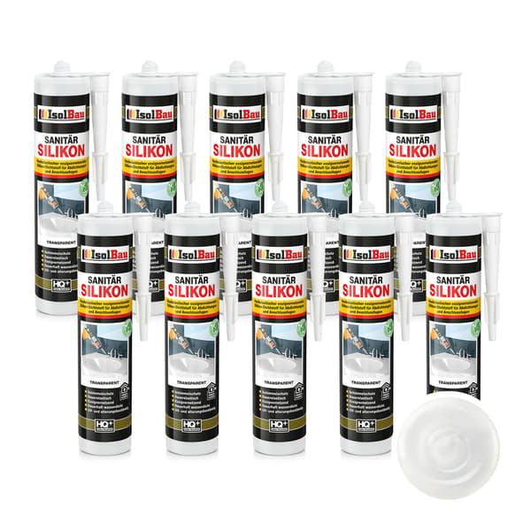IsolBau Sanitär Silikon Transparent Sanitär Silikon 10 x 300ml