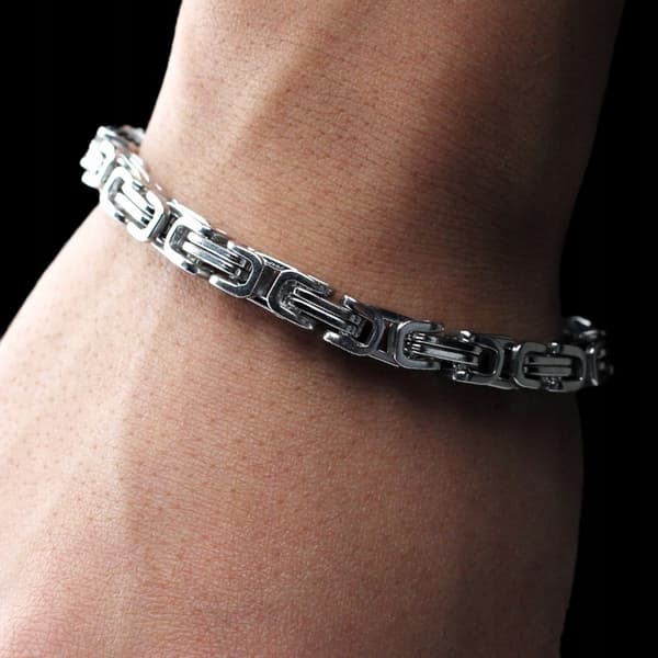 TJOCKT ARMBAND Silver Herrarmband Bysantinskt ROYAL + GRATIS