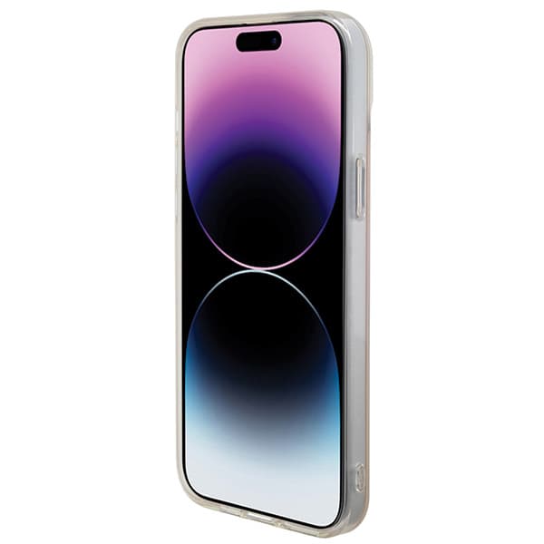 Guess IML Iridescent MagSafe-etui til iPhone 15 Pro, lyserød