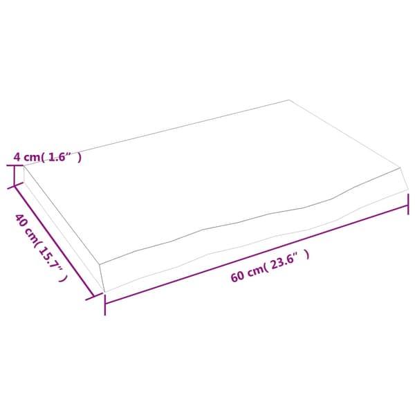 vidaXL bordplade mørkegrå 60x40x(2-4) cm massivt egetræ