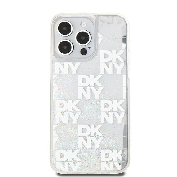 DKNY Liquid Glitter Multilogo-cover til iPhone 15 Pro Max, hvid
