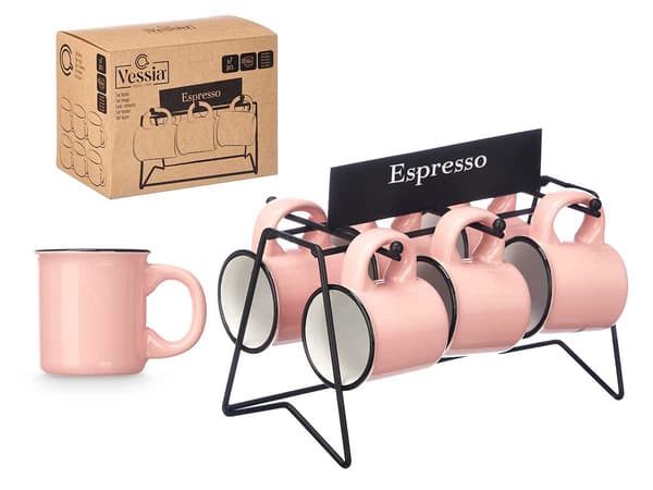 Sæt med 100 ml lyserøde espressokopper