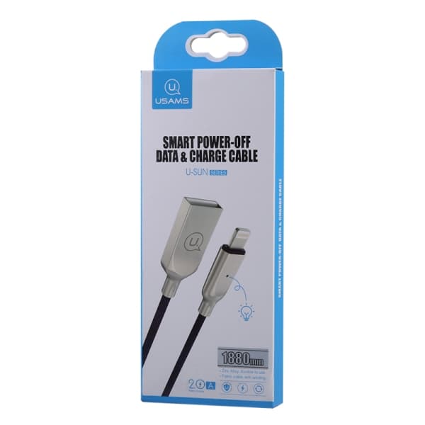 USAMS power-off U-Sun USB-A til Lightning-kabel 1,9 m blå
