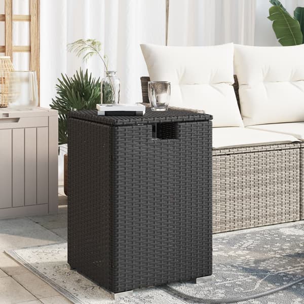 vidaXL flaskestativ/bord, sort, 40x40x60 cm, polyrattan