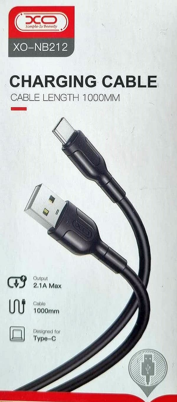 XO KAAPELI NB212 USB - USB-C 1.0 m 2.1A musta