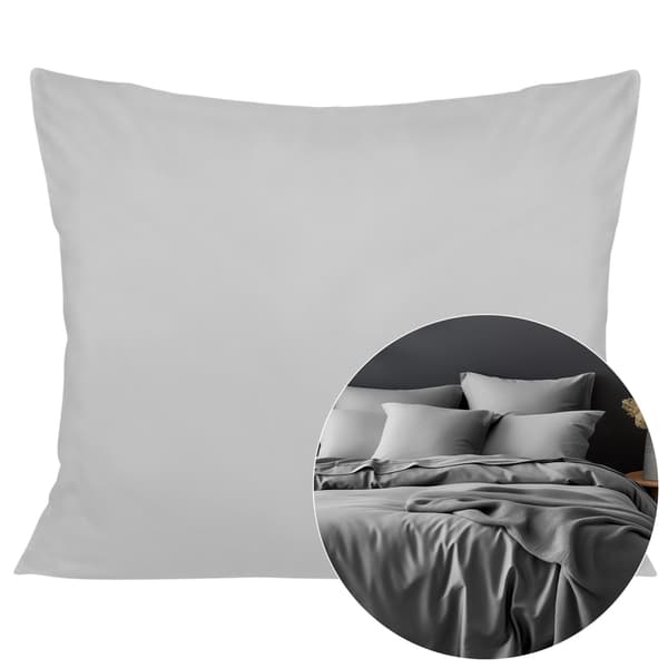 50x70 örngott i bomullssatin, askgrått, slätt
