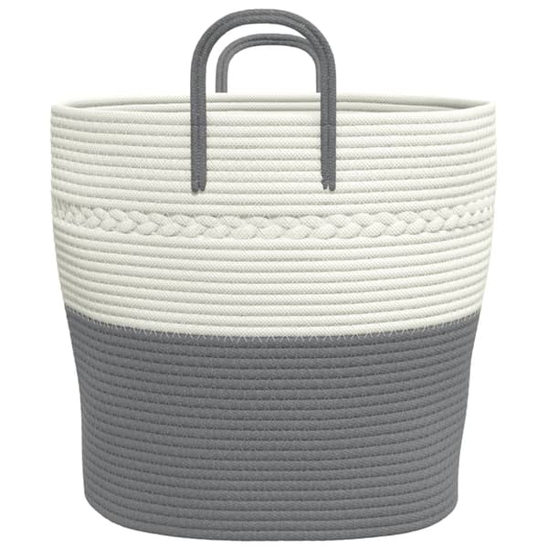vidaXL Förvaringskorg grå och vit Ø43x38 cm bomull