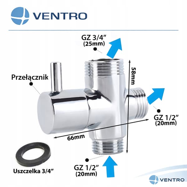 Ventilafbryder til regnbrusersøjle 1/2x1/2x3/4 standardfunktioner