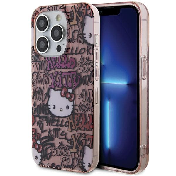 Hello Kitty IML Tags Graffiti-cover til iPhone 13 Pro / 13, lyserød