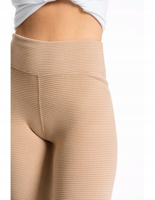 Moraj ribbade leggings med hög midja mocca S/M