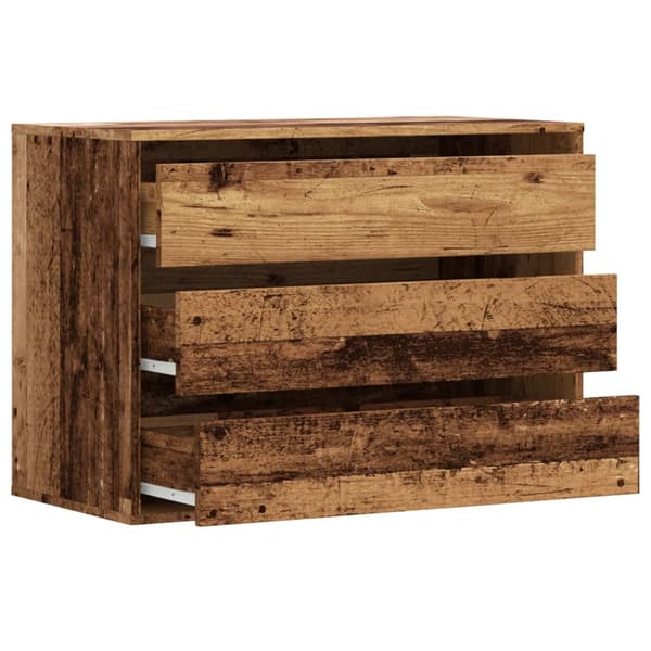 vidaXL kommode, antik træ, 80x41x58 cm, træbaseret materiale