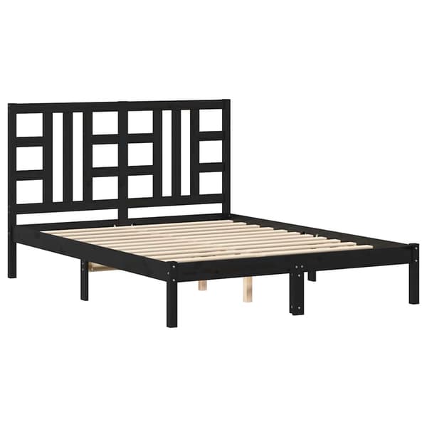 vidaXL sengestel sort massivt træ 140x190 cm