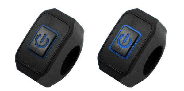 Blå motorcykel quad-switch