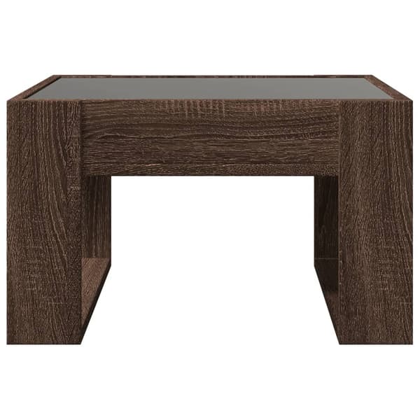 vidaXL Infinity sofabord med LED-lys brunt egetræ 50x53x30 cm